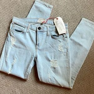 NWT Current/Elliott The Stiletto Distressed Denim Jean Chalky Indigo Size 27